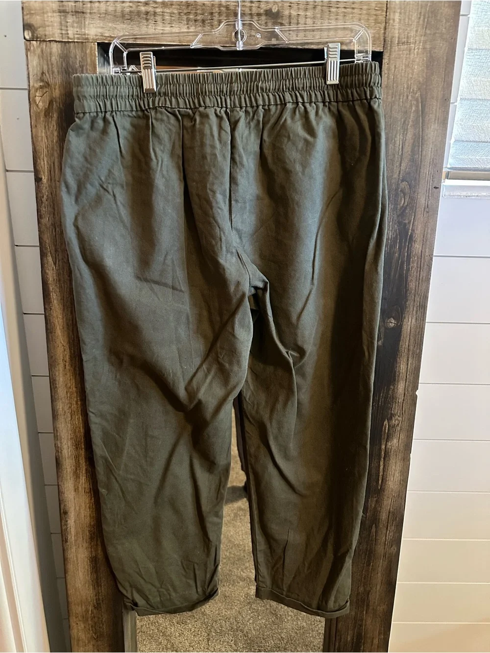 J.Crew Women’s Size 12 Olive Green Linen Cotton Drawstring Pull-On Pants